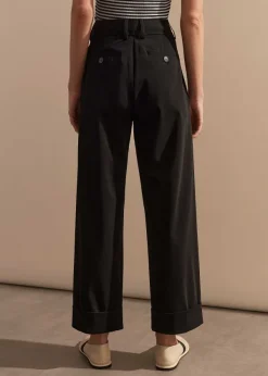 Clearance ME+EM Relaxed Tapered Turn-Up Trouser Black