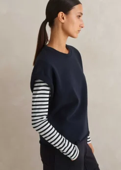 Discount ME+EM Roll Cuff Sweatshirt Navy