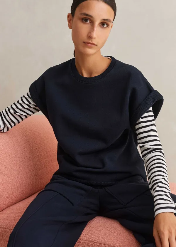 Discount ME+EM Roll Cuff Sweatshirt Navy