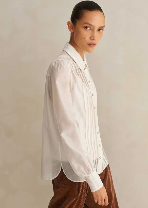 Best ME+EM Scallop Pleat Detail Blouse + Cami Light Cream
