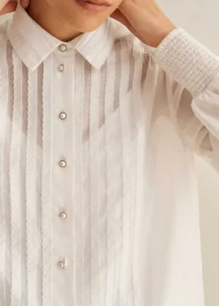 Best ME+EM Scallop Pleat Detail Blouse + Cami Light Cream
