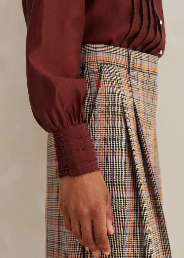 ME+EM Scallop Pleat Detail Blouse Tie + Cami Pecan