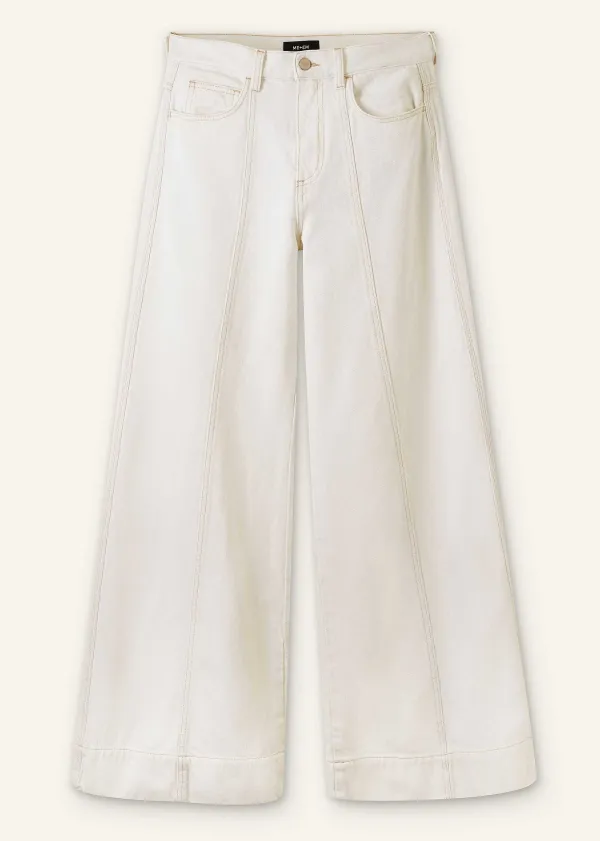 Online ME+EM Seam Front Wide-Leg Flare Jean White