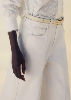 Online ME+EM Seam Front Wide-Leg Flare Jean White