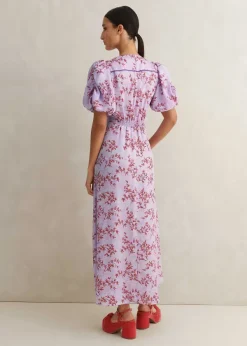 Best ME+EM Shadow Berry Print Midi Tea Dress Purple/Red/Multi