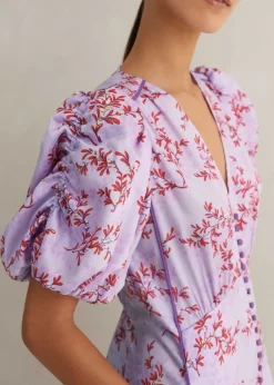 Best ME+EM Shadow Berry Print Midi Tea Dress Purple/Red/Multi