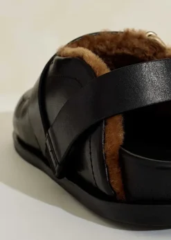 Sale ME+EM Shearling Buckle Clog Black