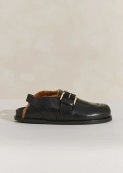 Sale ME+EM Shearling Buckle Clog Black