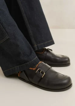 Sale ME+EM Shearling Buckle Clog Black