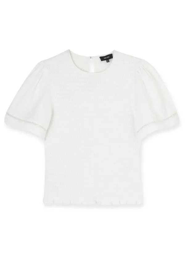 Sale ME+EM Shirred Cheesecloth T-Shirt Soft White