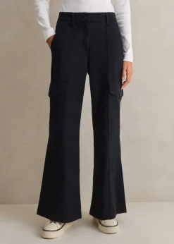 Discount ME+EM Short Length Cotton Flared Cargo Trouser Navy
