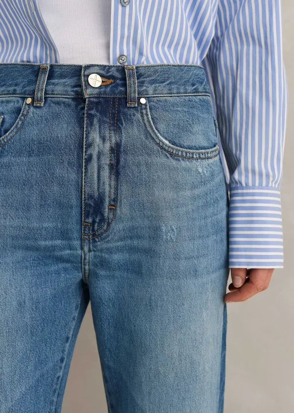 Clearance ME+EM Short Length Split Seam Flare Jean Blue