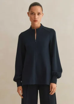 Outlet ME+EM Short-Length Travel Tailoring Wide-Leg Palazzo Co-Ord Blue