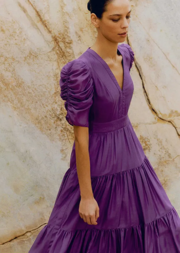 Discount ME+EM Silk Cotton Maxi Dress Summer Purple