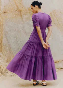 Discount ME+EM Silk Cotton Maxi Dress Summer Purple