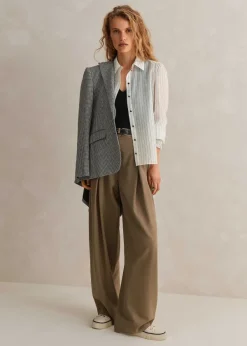 Discount ME+EM Silk Cotton Stripe Shirt Soft White/Black