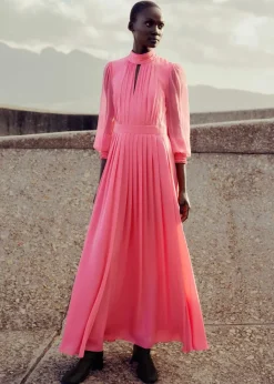 Online ME+EM Silk Full-Length Dress With Corsage + Belt Perfect Pink