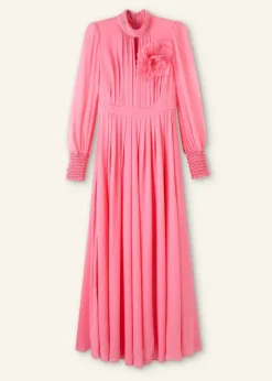Online ME+EM Silk Full-Length Dress With Corsage + Belt Perfect Pink