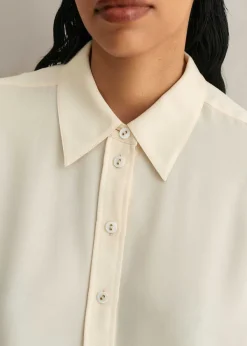 New ME+EM Silk Oversized Shirt Light Cream