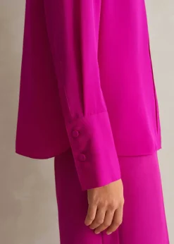 ME+EM Silk Pop Colour Shirt Electric Pink
