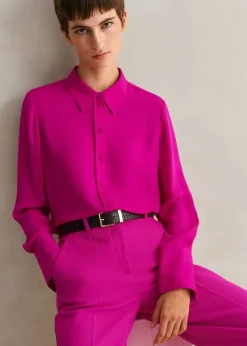 ME+EM Silk Pop Colour Shirt Electric Pink