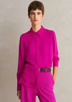 ME+EM Silk Pop Colour Shirt Electric Pink