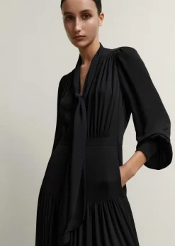 Sale ME+EM Silk Statement V-Neck Maxi Dress + Belt Black