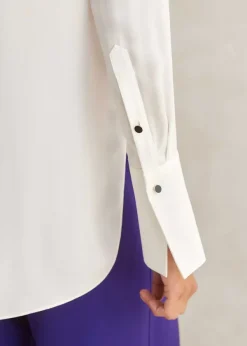 Sale ME+EM Silk Tux Shirt Soft White