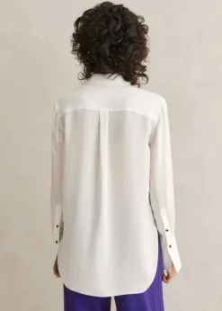 Sale ME+EM Silk Tux Shirt Soft White