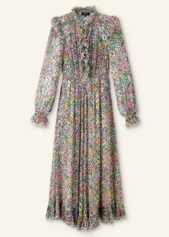Discount ME+EM Silk-Blend Devor Confetti Print Maxi Dress Cream/Pink/Multi