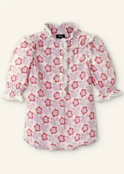 Best ME+EM Silk-Blend Floral Swirl Print Top Light Cream/Purple/Coral