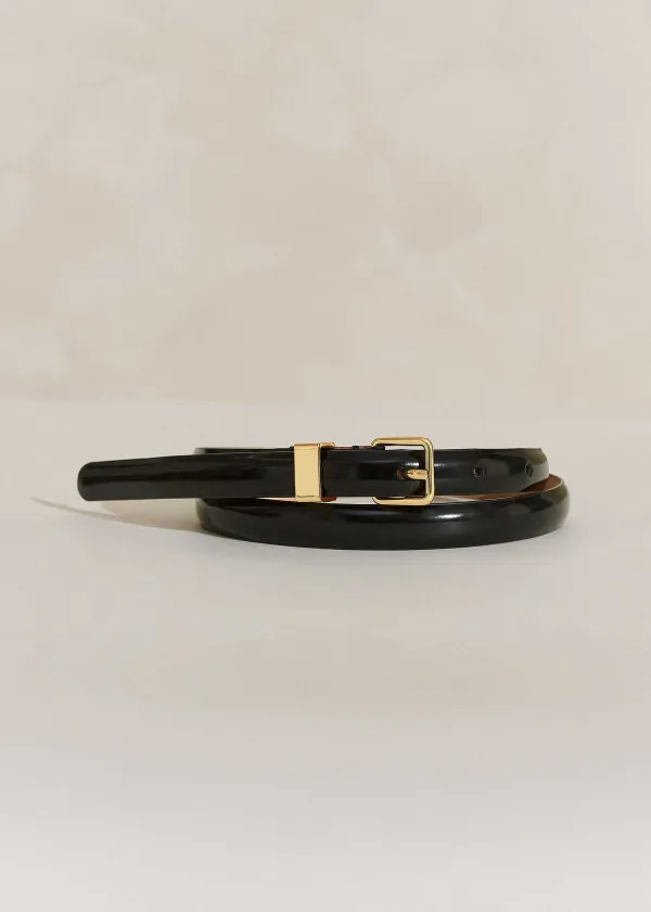 Best ME+EM Skinny Smooth Leather Belt Black