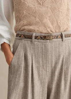 Sale ME+EM Skinny Snake-Embossed Leather Belt Tan