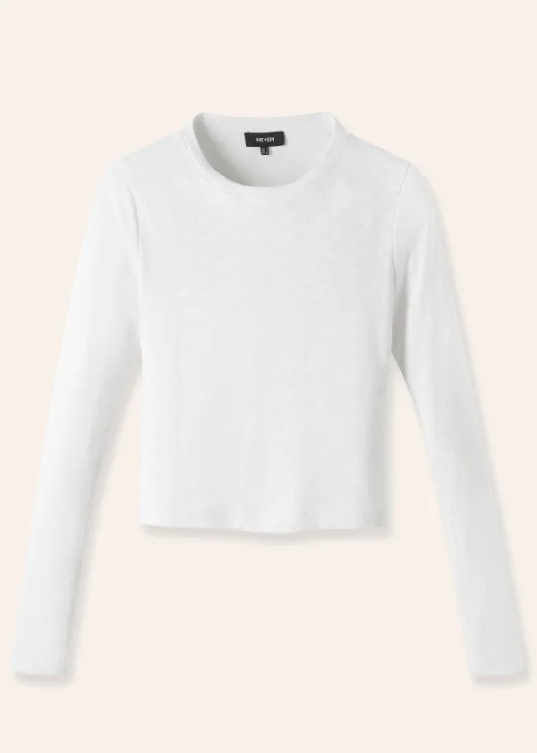 New ME+EM Slub Jersey Crop Crew Neck Top Bright White