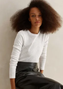 New ME+EM Slub Jersey Crop Crew Neck Top Bright White