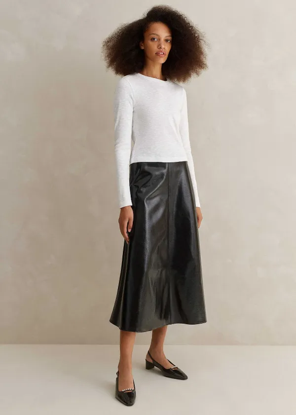 New ME+EM Slub Jersey Crop Crew Neck Top Bright White