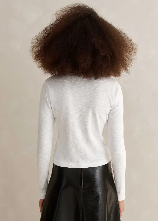 New ME+EM Slub Jersey Crop Crew Neck Top Bright White