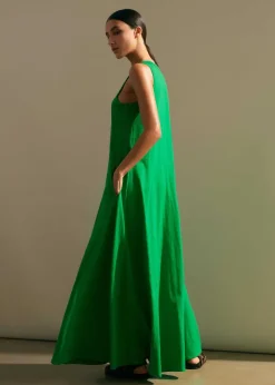 ME+EM Slub Jersey Halterneck Maxi Dress Spring Green