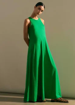 ME+EM Slub Jersey Halterneck Maxi Dress Spring Green
