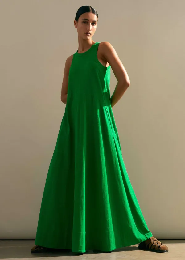 ME+EM Slub Jersey Halterneck Maxi Dress Spring Green