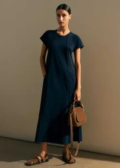 Best ME+EM Slub Jersey Midi Swing Dress Navy