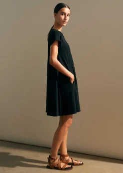 Clearance ME+EM Slub Jersey Raglan Seam Short Swing Dress Black