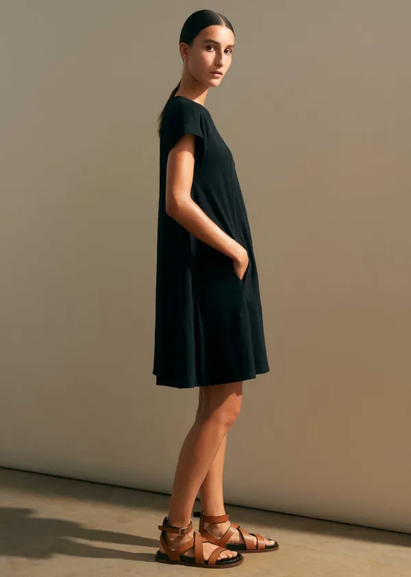 Clearance ME+EM Slub Jersey Raglan Seam Short Swing Dress Black