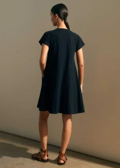 Clearance ME+EM Slub Jersey Raglan Seam Short Swing Dress Black
