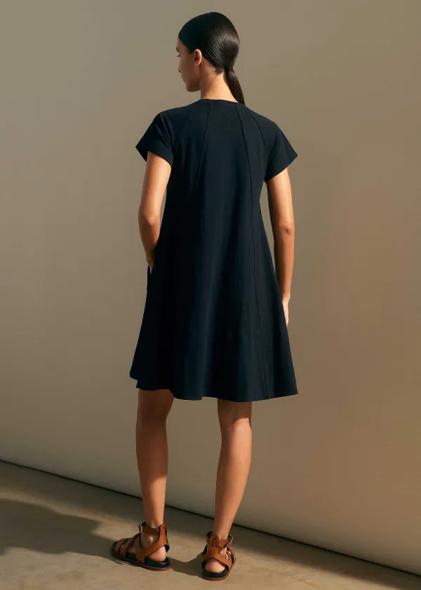 Clearance ME+EM Slub Jersey Raglan Seam Short Swing Dress Black