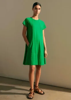 Outlet ME+EM Slub Jersey Raglan Seam Short Swing Dress Spring Green