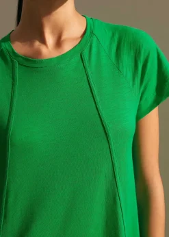 Outlet ME+EM Slub Jersey Raglan Seam Short Swing Dress Spring Green