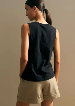 New ME+EM Slub V-Neck Swing Vest Black
