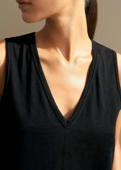 New ME+EM Slub V-Neck Swing Vest Black