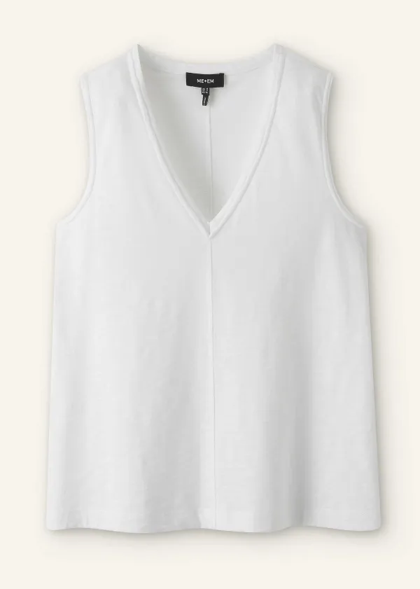 Clearance ME+EM Slub V-Neck Swing Vest Fresh White